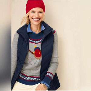 Talbots quilted Goose Down Puffer vest Navy blue Nwot 1X